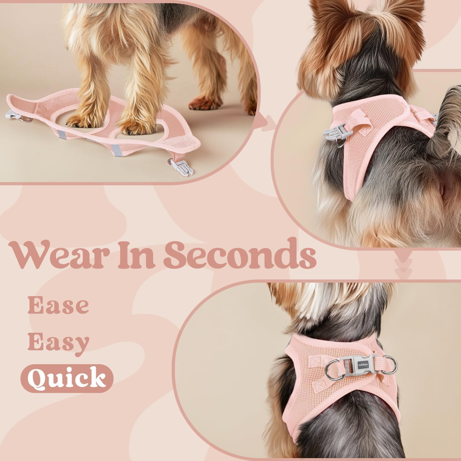 Rabbitgoo D-ring leash attachment point on pink harness