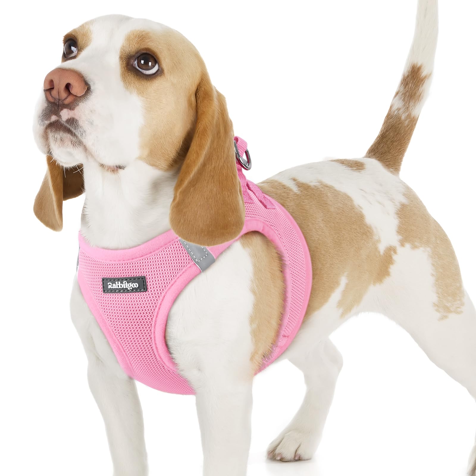 Rabbitgoo small dog harness step-in soft mesh pink for easy on-off comfort