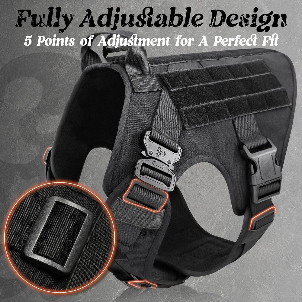 Rabbitgoo tactical dog harness with 1050D nylon for durability.