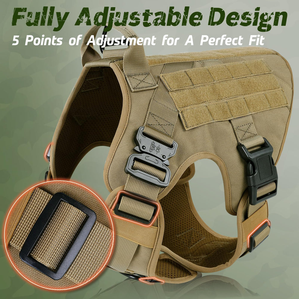 Rabbitgoo Tactical Dog Harness adjustable straps with quick-release buckles.