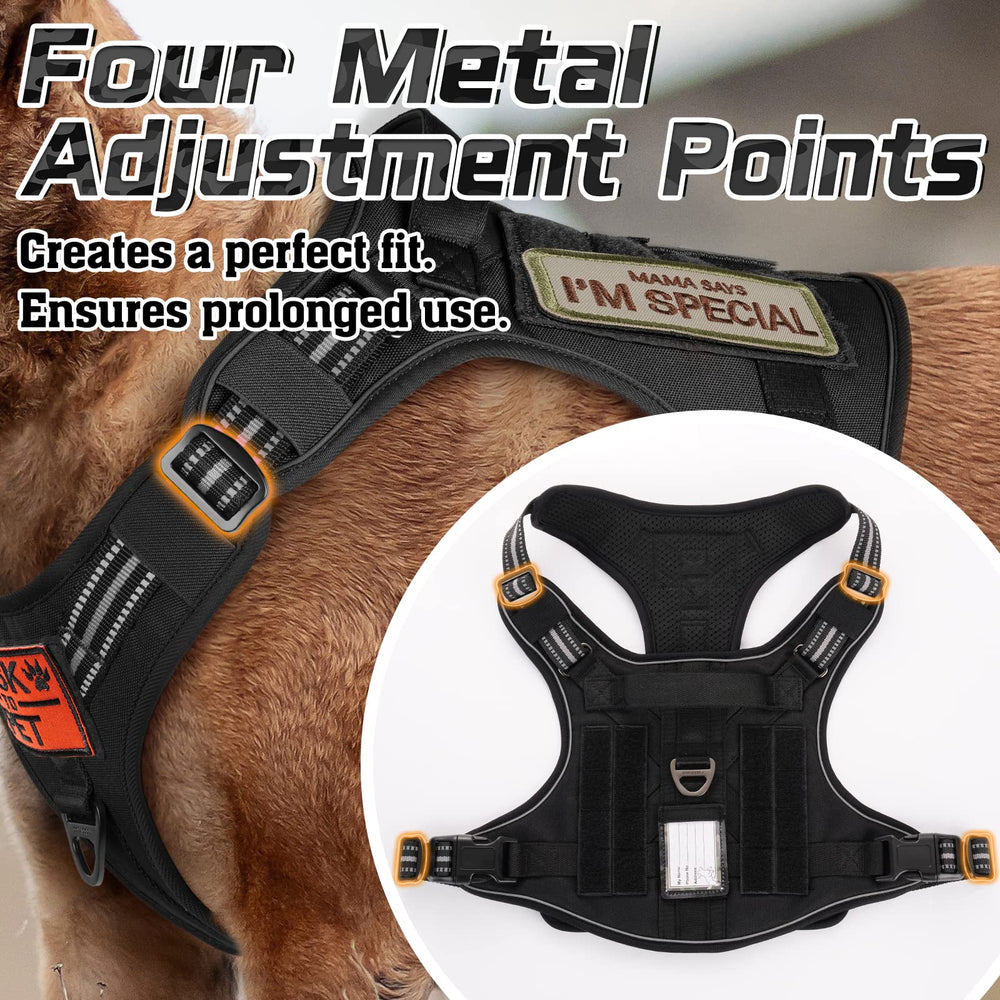 Rabbitgoo tactical dog harness adjustment-points enable precise fitting for all body shapes.