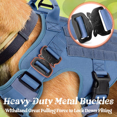 Rabbitgoo tactical dog harness back view highlighting Molle panels for gear.