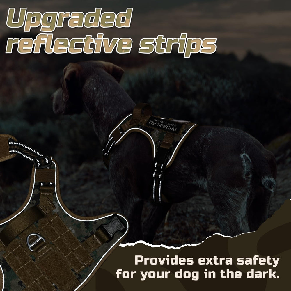 Rabbitgoo Tactical Dog Harness brown-camo-appearance looks rugged for outdoor use.
