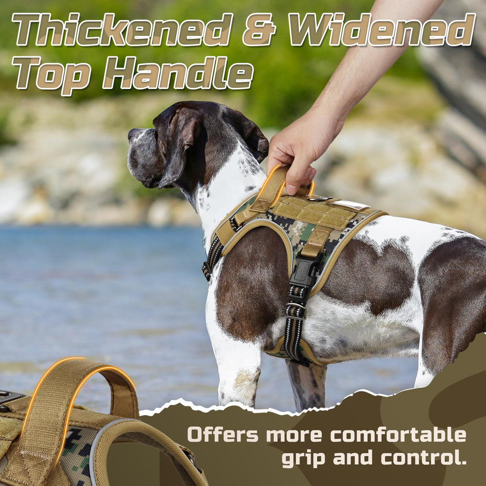 Rabbitgoo Tactical Dog Harness front-no-pull-clip helps discourage pulling.