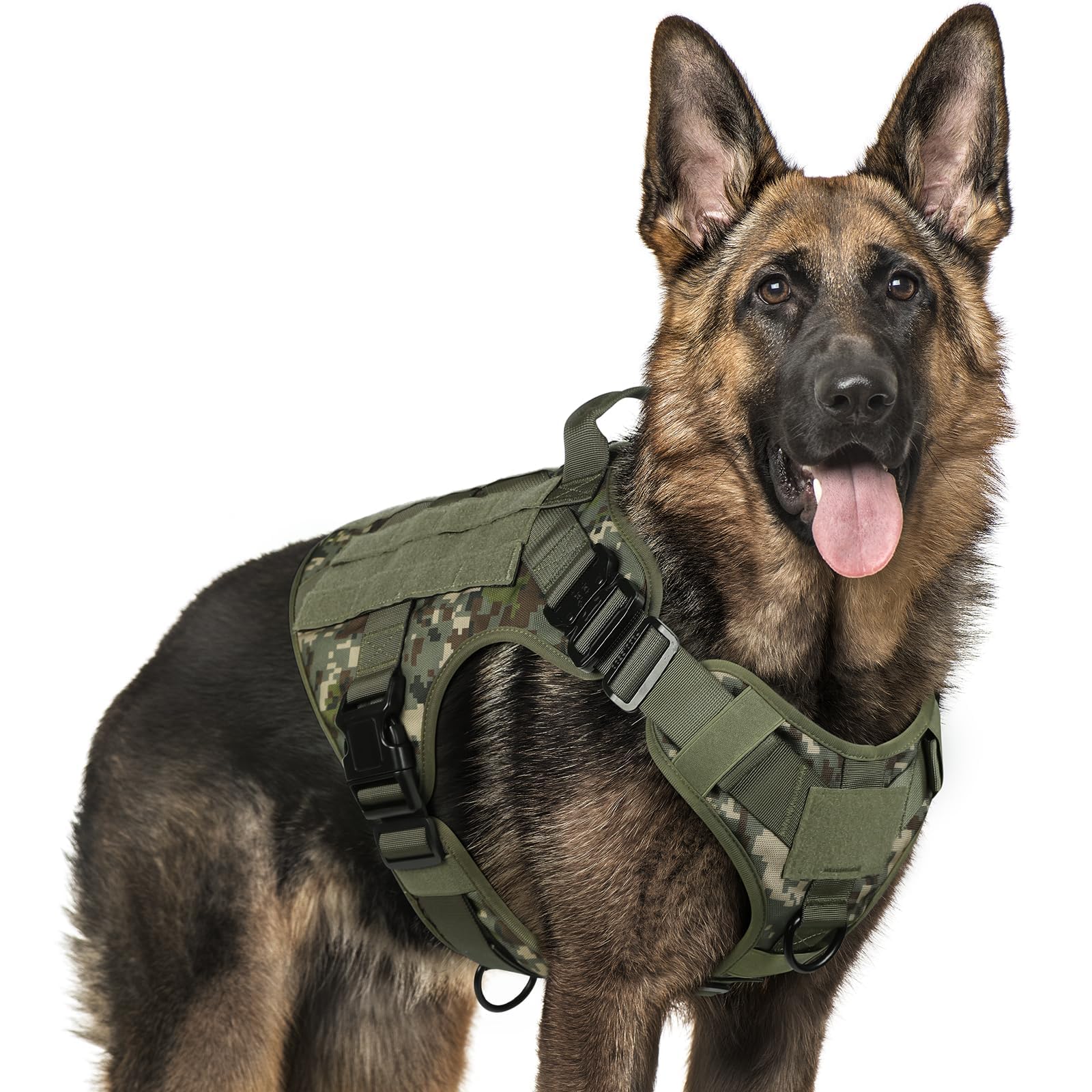 Rabbitgoo tactical dog harness front view XL with secure handle for control