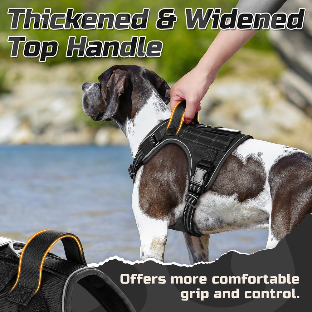 Rabbitgoo Tactical Dog Harness ID card slot and patch area for identification.