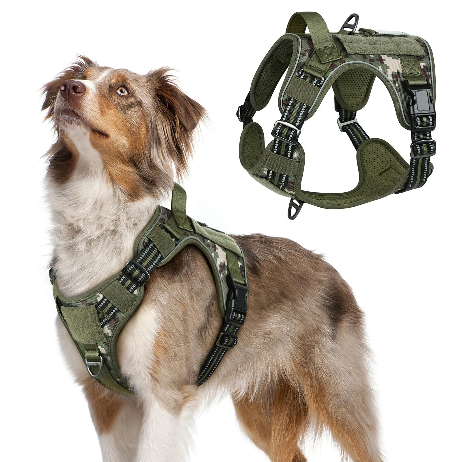 Rabbitgoo tactical dog harness medium chest-girth close-up for secure training control.