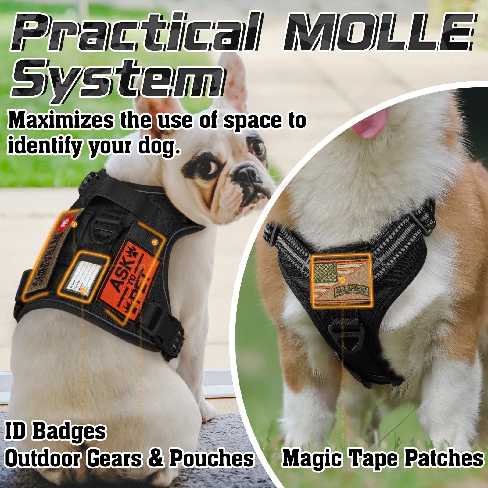 Rabbitgoo molle-side-pouches add space for essentials during hikes or training.