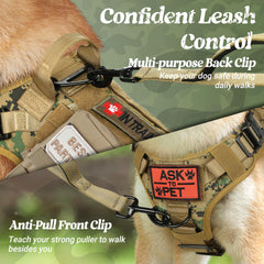 rabbitgoo tactical dog harness molle side view demonstrates modular gear attachment.