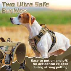 Rabbitgoo Tactical Dog Harness MOLLE-system supports pouches and patches for outdoor gear.