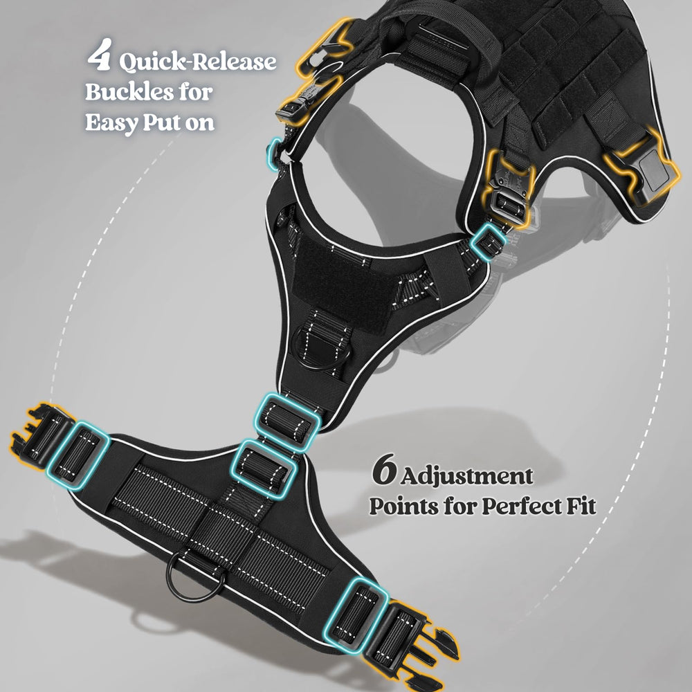 Rabbitgoo tactical dog harness molle-webbing supports gear for outdoor excursions.