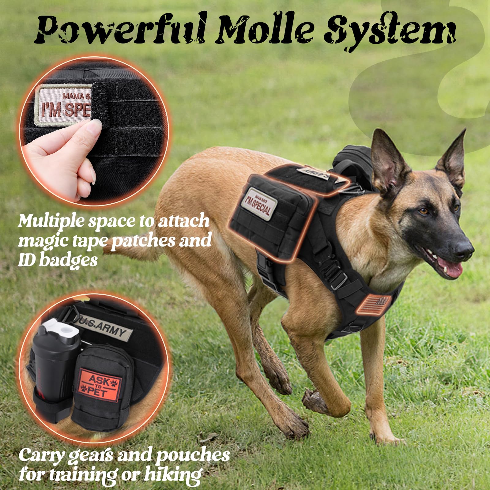 Rabbitgoo tactical dog harness padded shoulders for comfort.