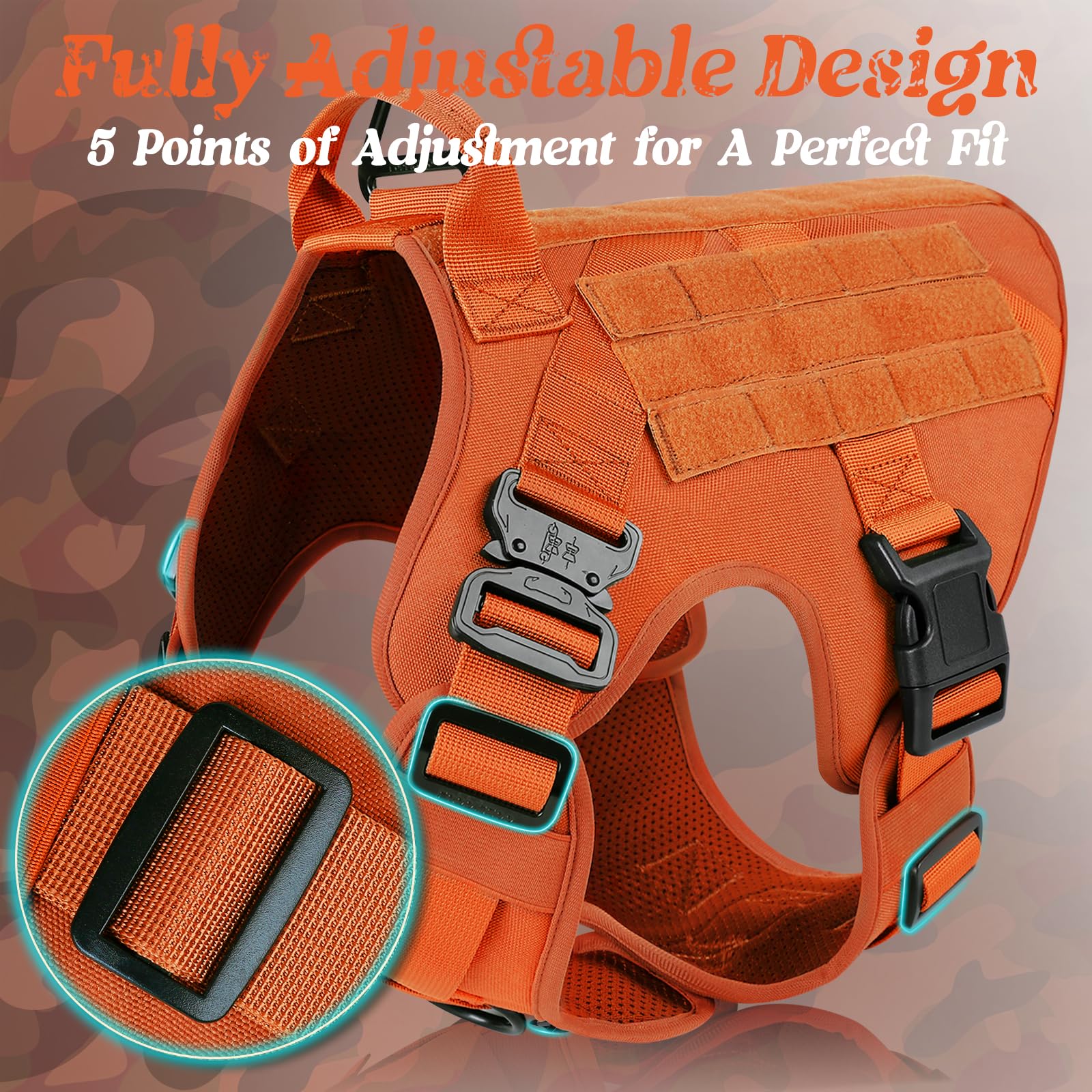 rabbitgoo tactical dog harness quick-release buckles orange small for easy on/off.