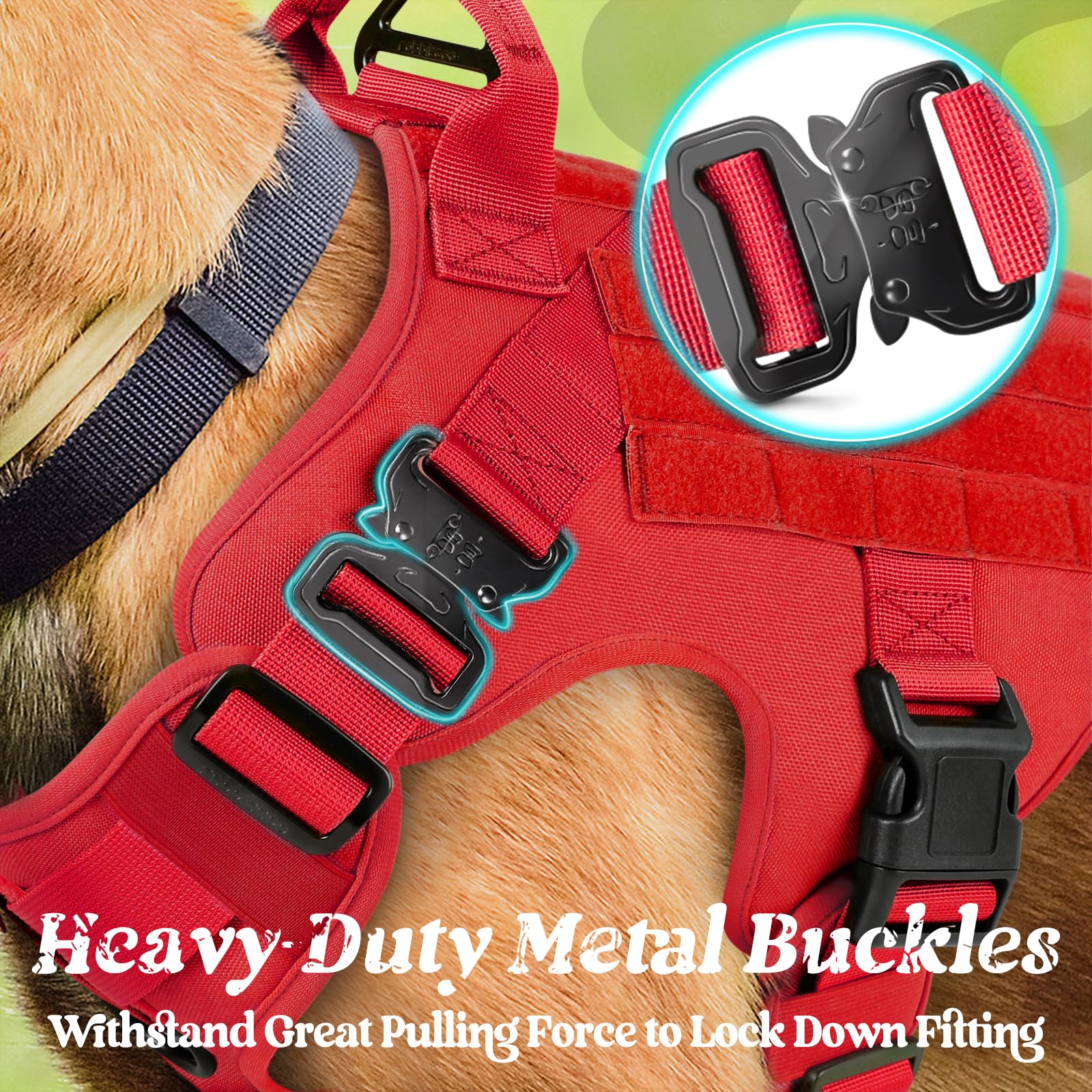 Rabbitgoo red MOLLE system side view for adding pouches and gear