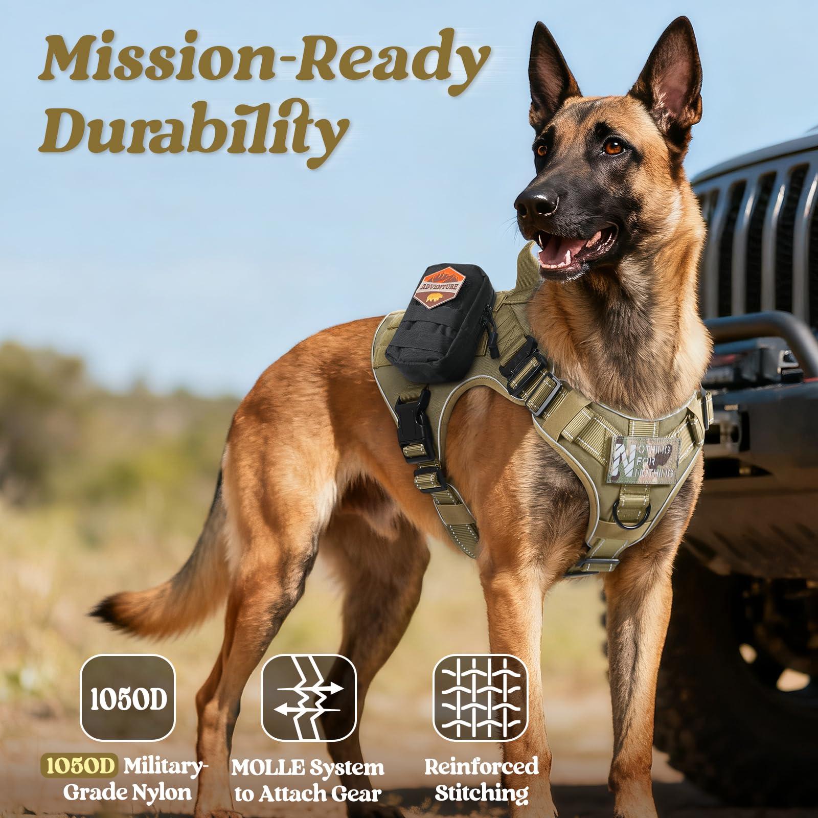rabbitgoo Tactical Harness reflective strips improve visibility
