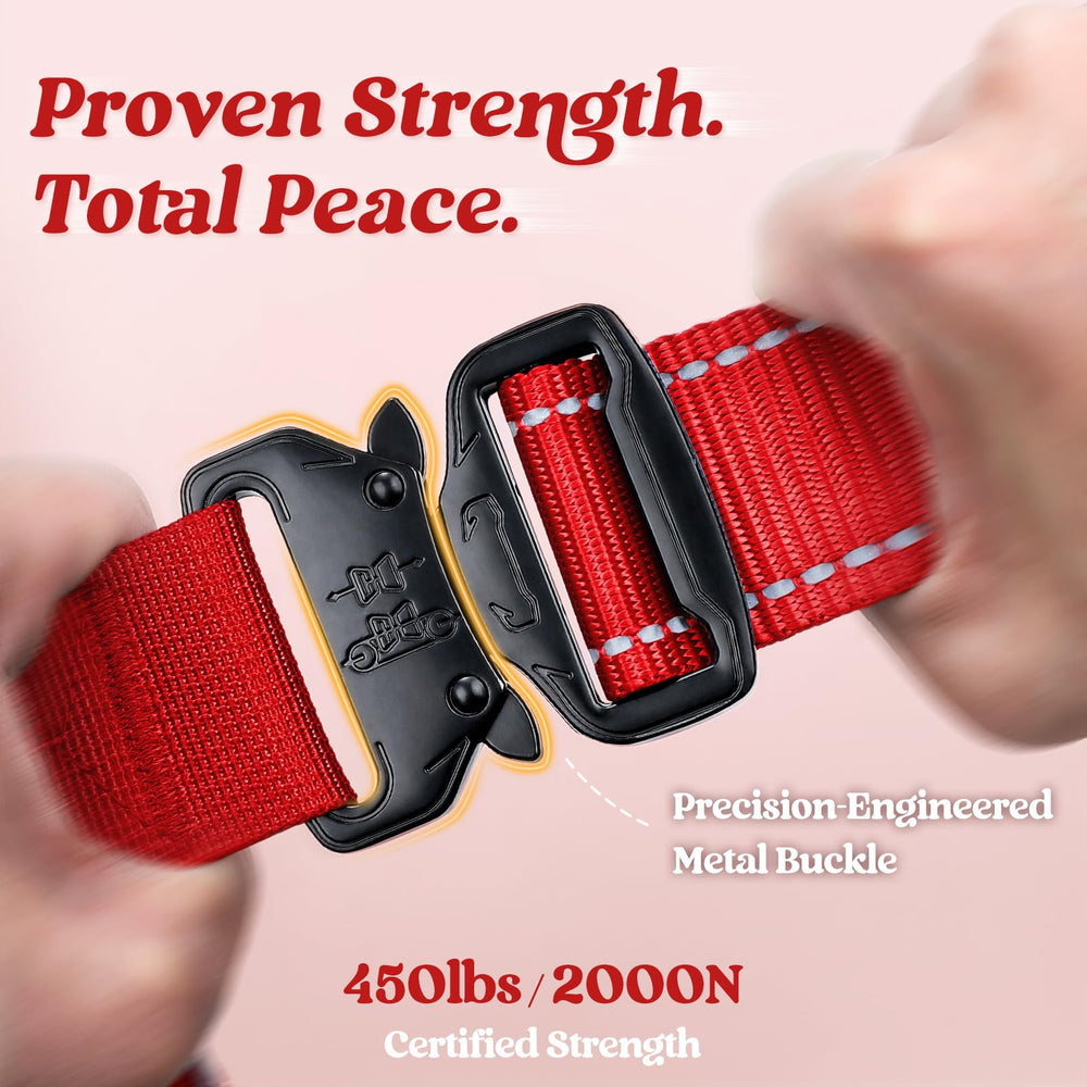 Rabbitgoo tactical dog harness reflective strips improve visibility at dawn or dusk.