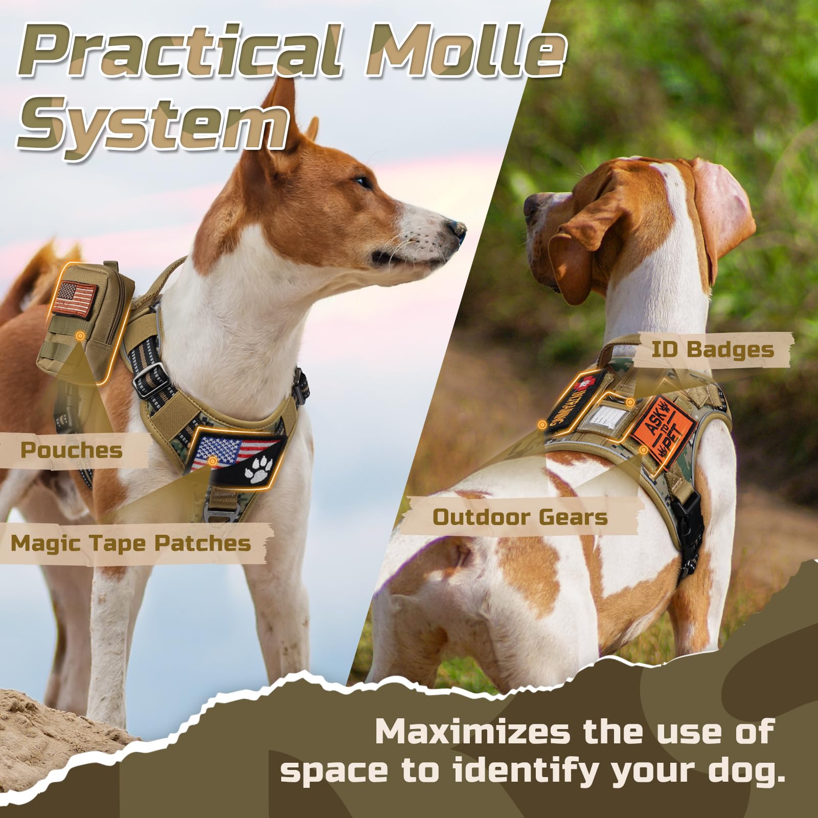 Rabbitgoo Tactical Dog Harness reflective-trims-night-visibility enhances safety during evening strolls.