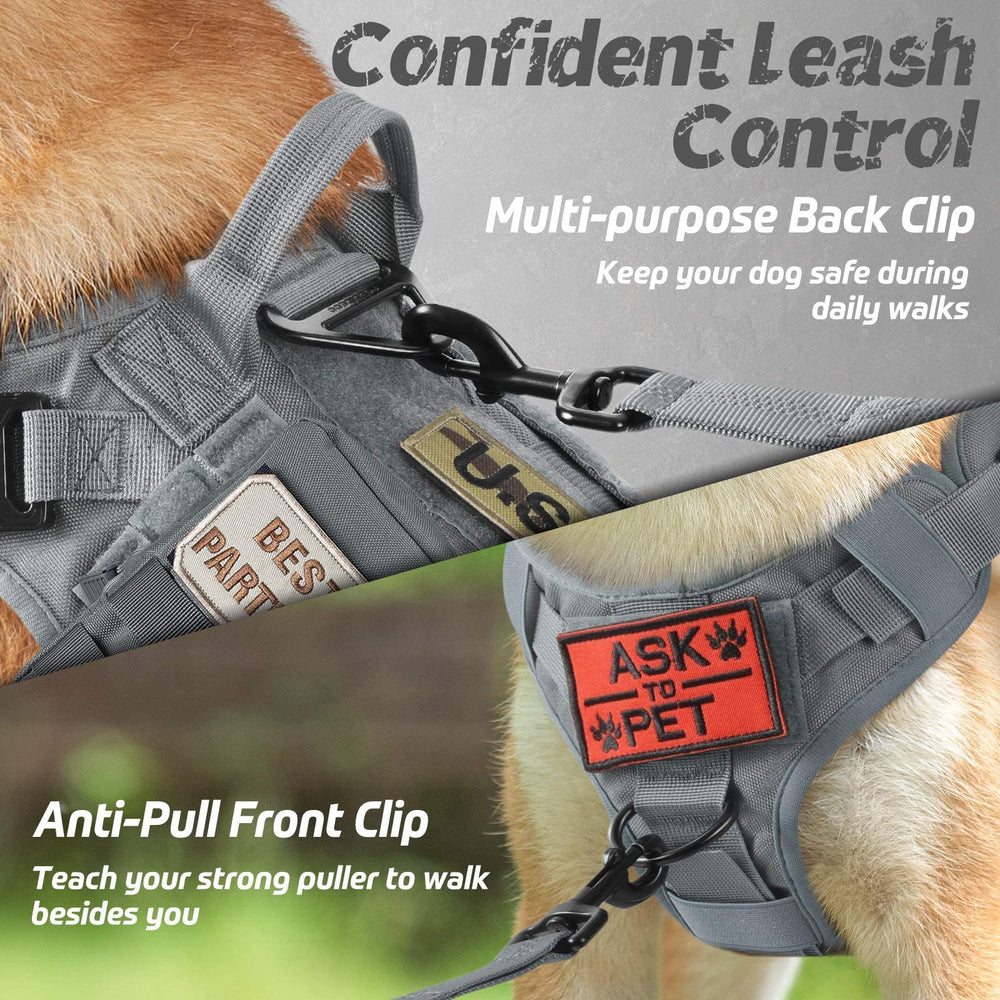 Rabbitgoo tactical dog harness side Molle vest showing gear-ready sides