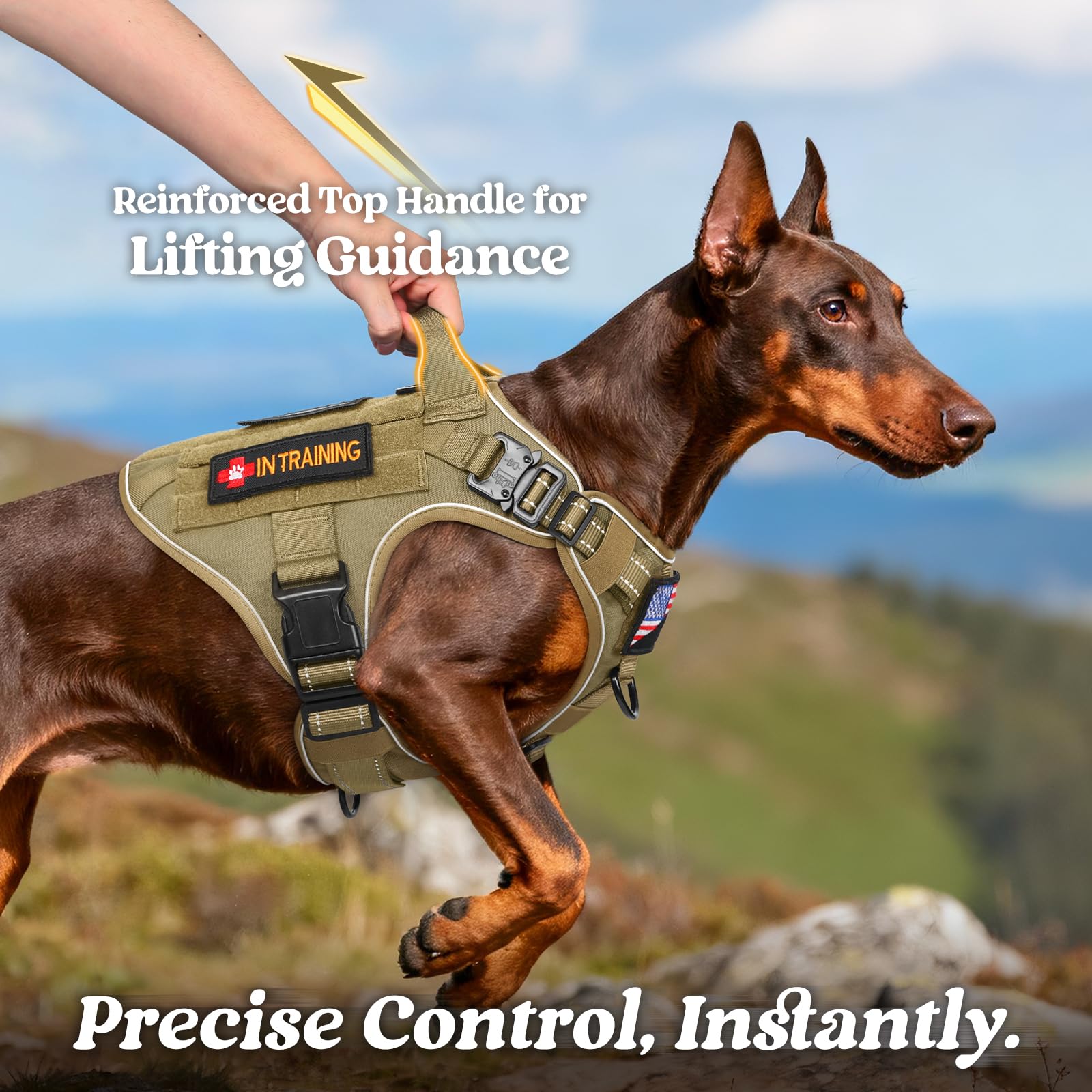 rabbitgoo Tactical Harness top handle for quick control on hikes