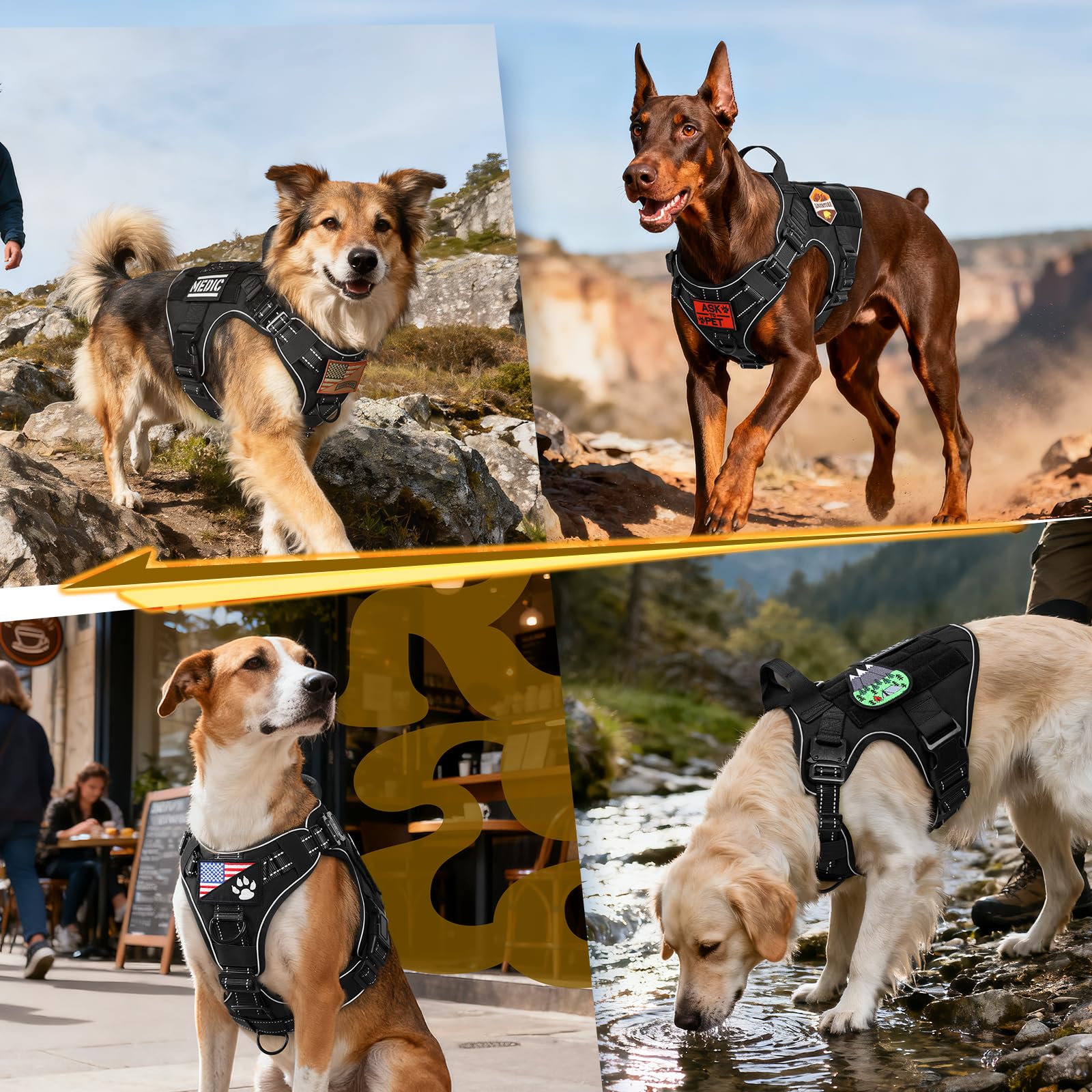 Rabbitgoo tactical dog harness walking-hiking-use ideal for daily strolls and outdoor training.