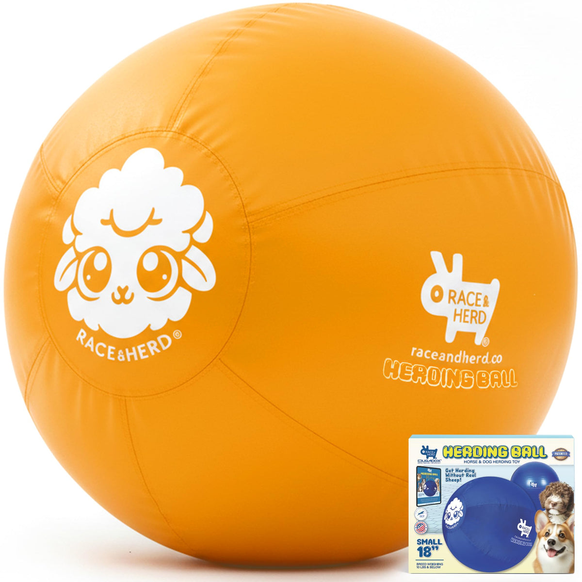 Race&Herd 18-inch XXL Herding Ball for backyard engagement and play.