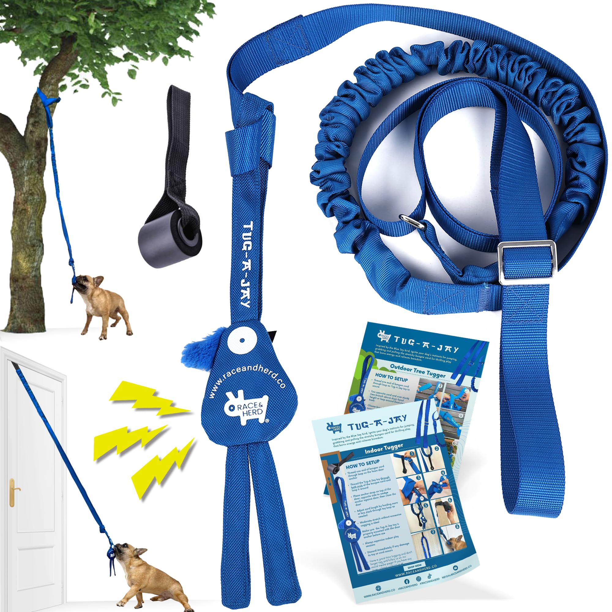Race&Herd Tug-A-Jay Tree Tugger ready for outdoor tree play and exercise.