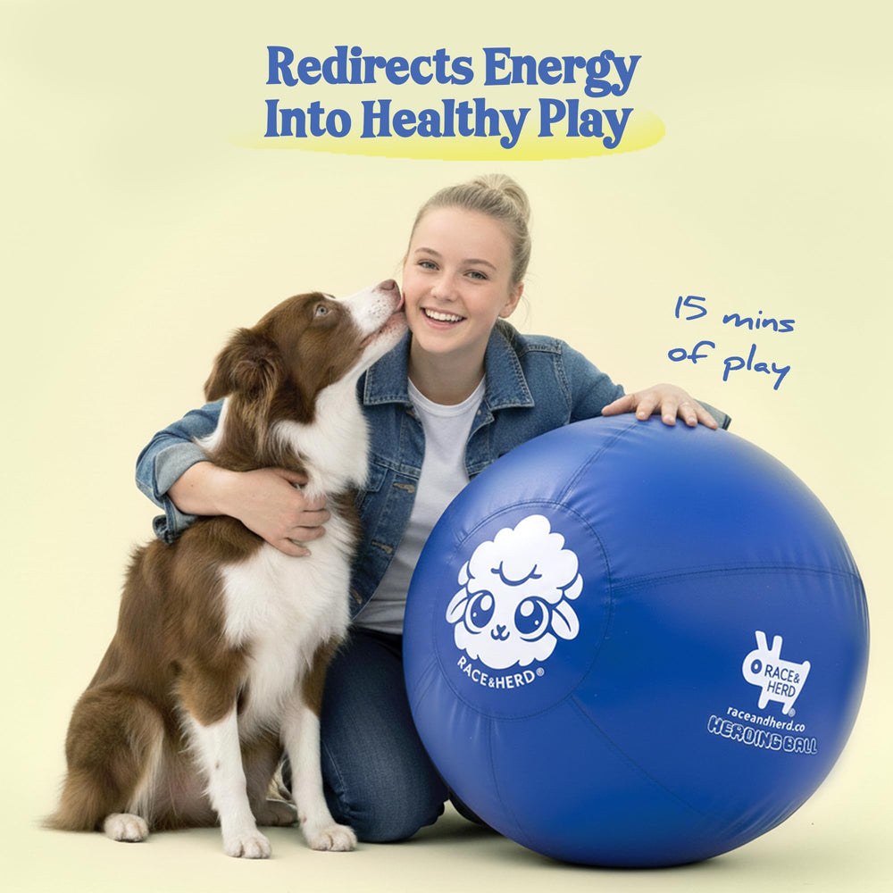 Race&Herd easy-clean ball blue quick rinse cleanup after muddy adventures.