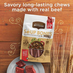 Rachael Ray Nutrish Soup Bones Minis chicken-veggies closeup, real chicken and veggies flavor.