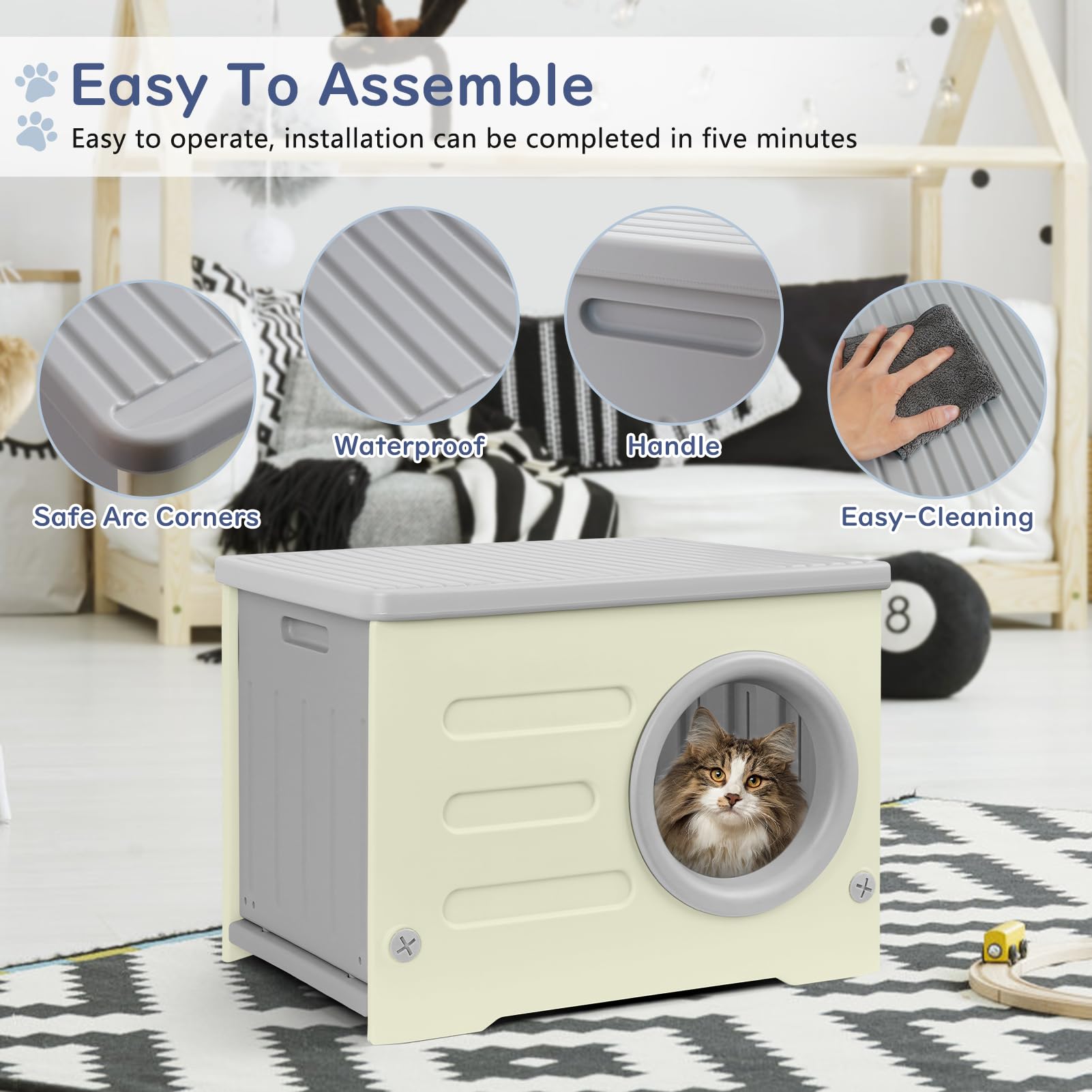 RAIN QUEEN cat house indoor-outdoor use suits patios and living spaces