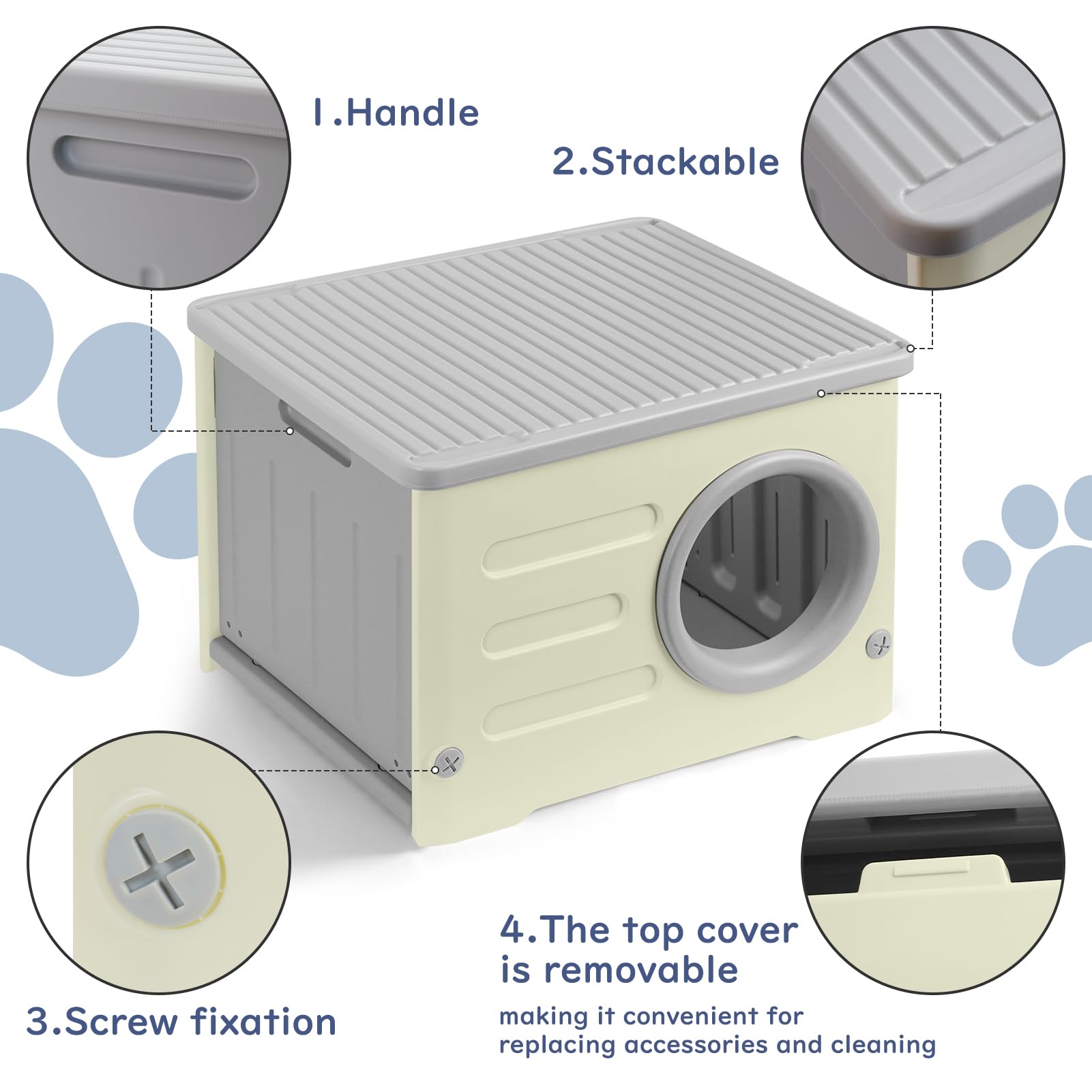 RAIN QUEEN cat house two-sided cushion interior offers all-season comfort