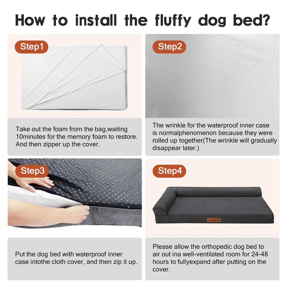 Rainmr orthopedic bed large size 44 by 32 inches fits big dogs