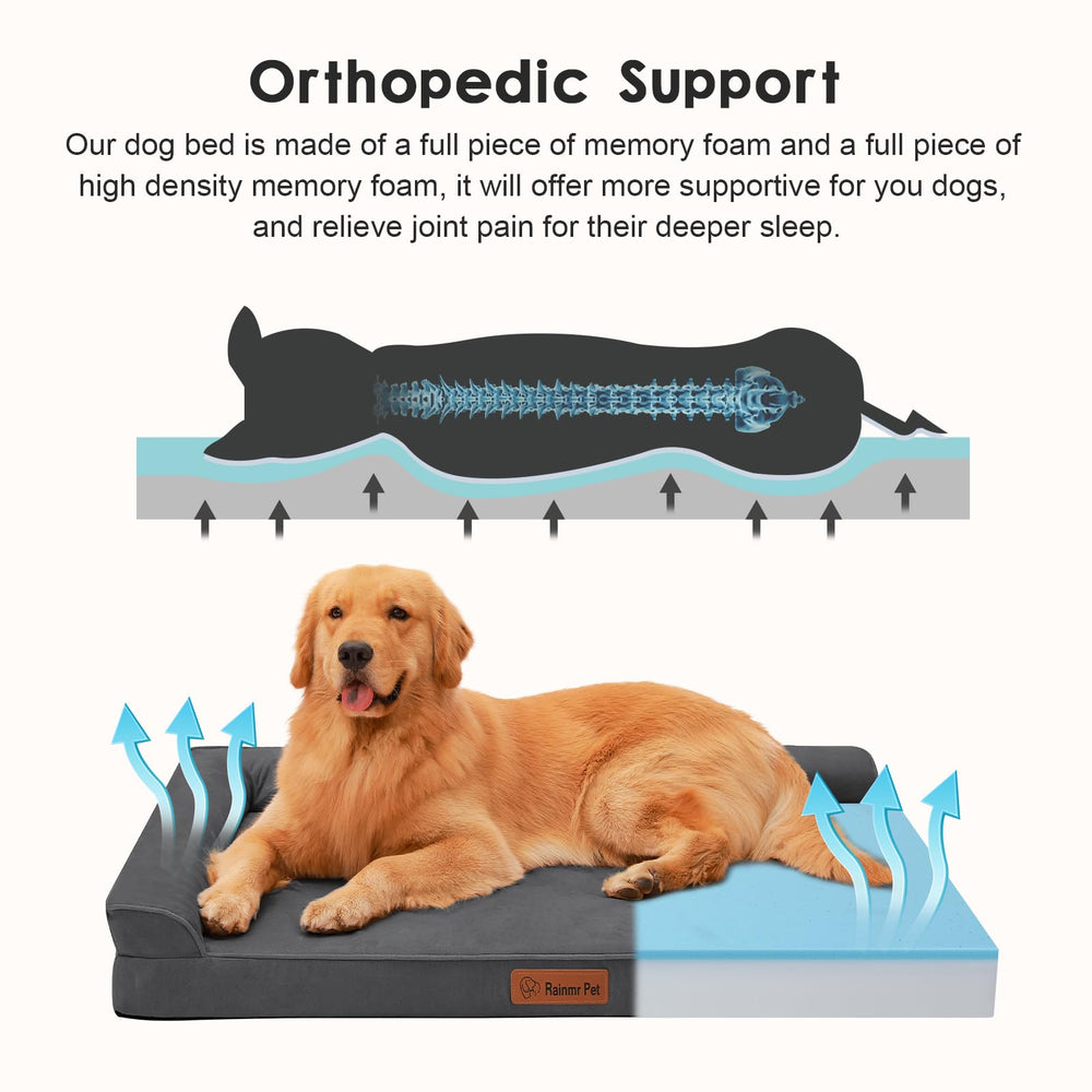 Rainmr orthopedic bed non-slip bottom stays stable on wood, tile, or carpet