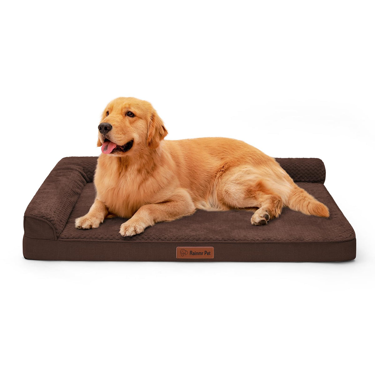 Rainmr orthopedic dog bed with high-density memory foam supports large dogs during restful sleep.