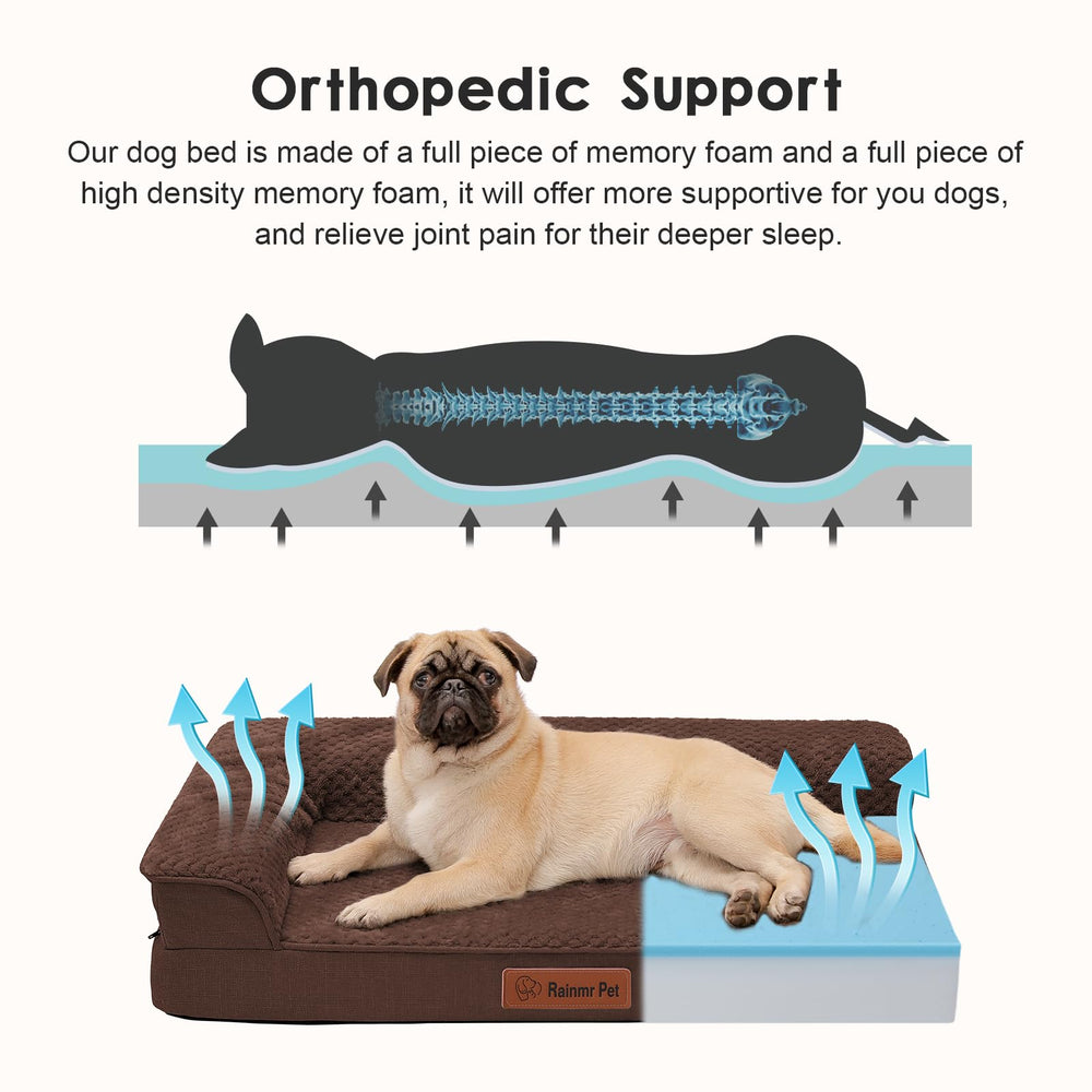Rainmr orthopedic dog bed raised bolsters provide neck and head support