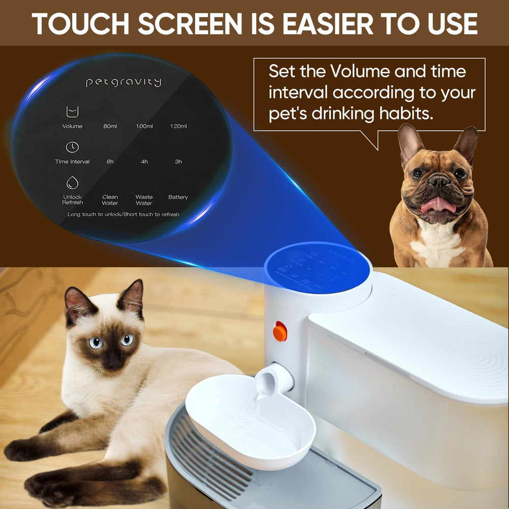 RAINPOT 3L reservoir highlights ample capacity for multiple pets' daily hydration.