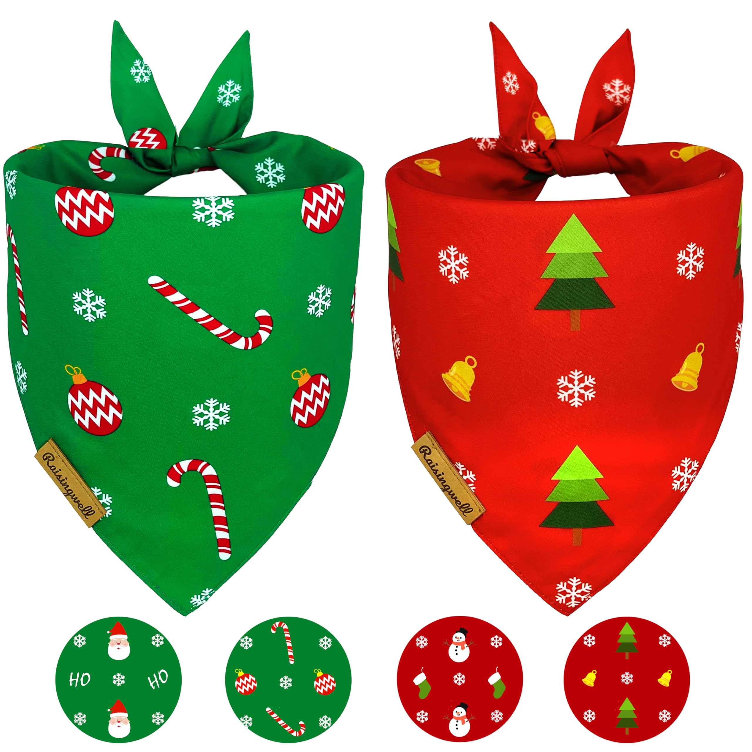 Raisingwell Christmas dog bandanas Santa Claus print for seasonal wear.