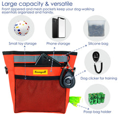Raisingwell pouch with hanging ring attaches training clicker for easy sessions.