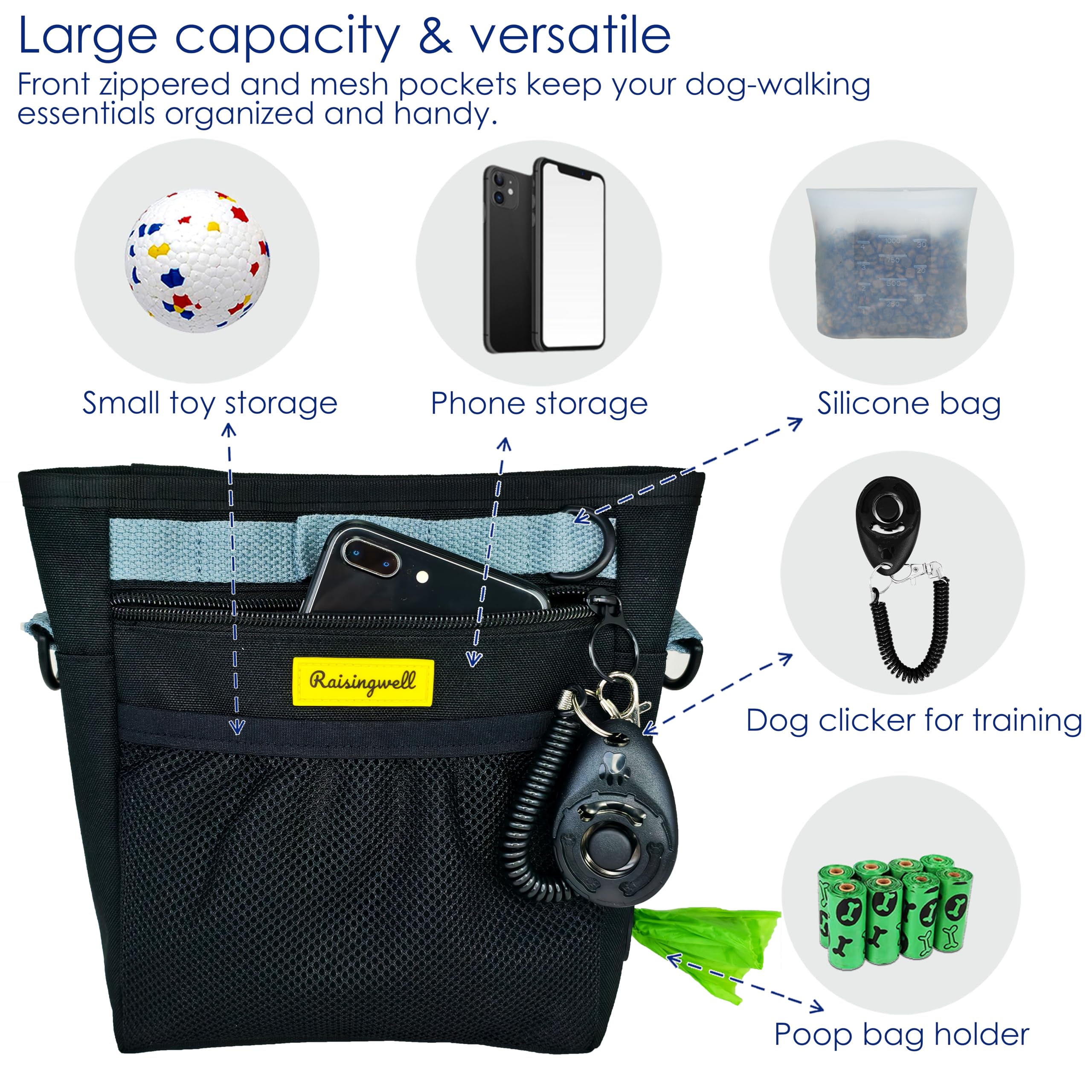 Raisingwell front pocket with phone space for quick access during outings