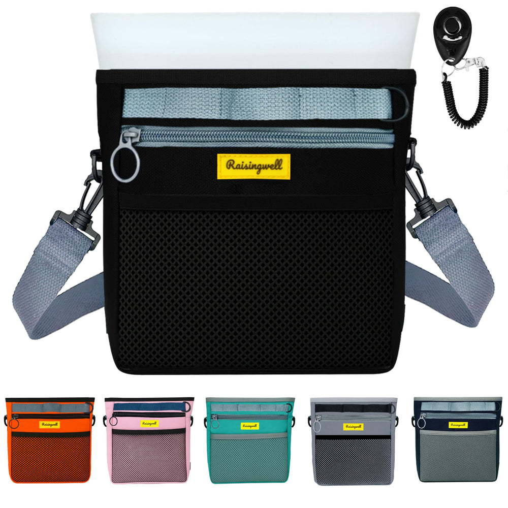 Raisingwell dog treat pouch with magnetic closure showing secure seal during training