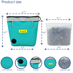Raisingwell dog treat pouch open with treats demonstrates easy access and freshness preservation.