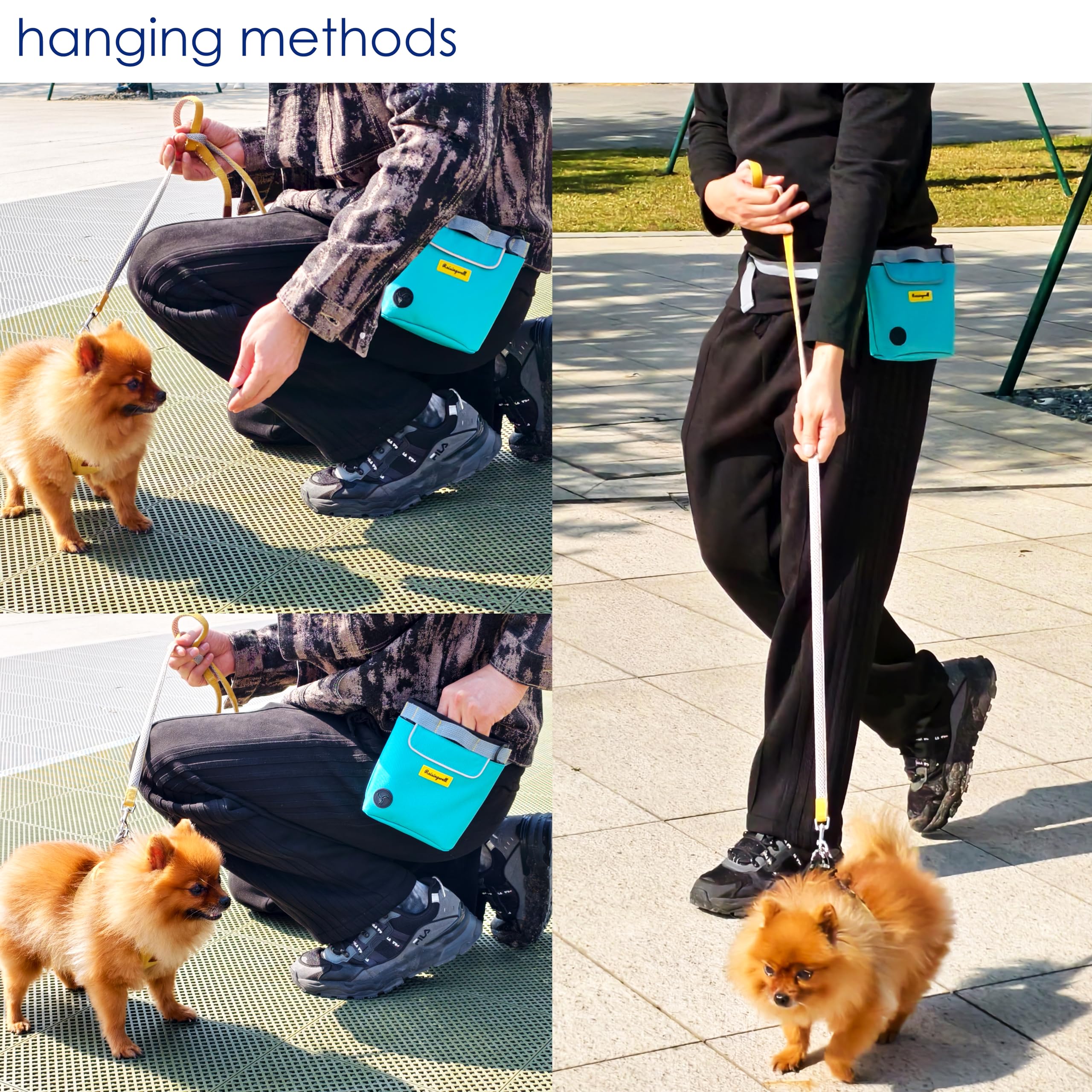 Raisingwell pouch phone pocket and poop-bag access supports organized outdoor outings.