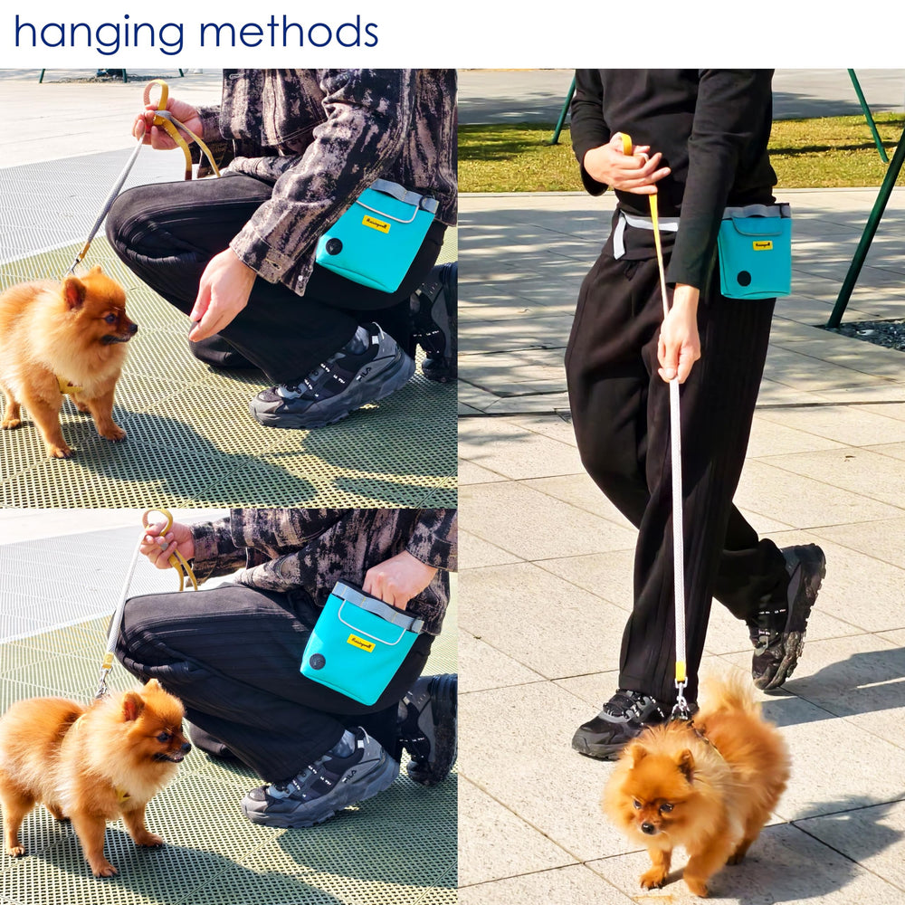 Raisingwell pouch phone pocket and poop-bag access supports organized outdoor outings.