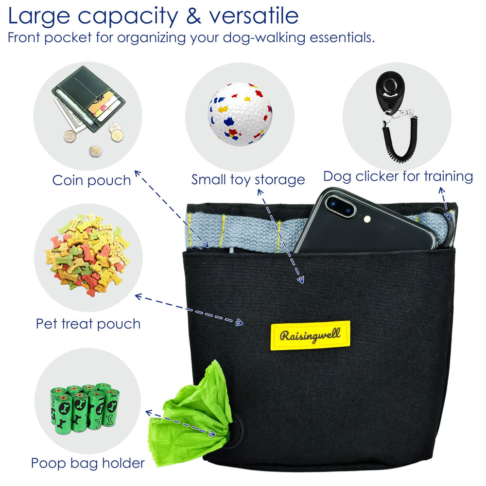 Raisingwell silicone bag inside holds two cups for treats on outings