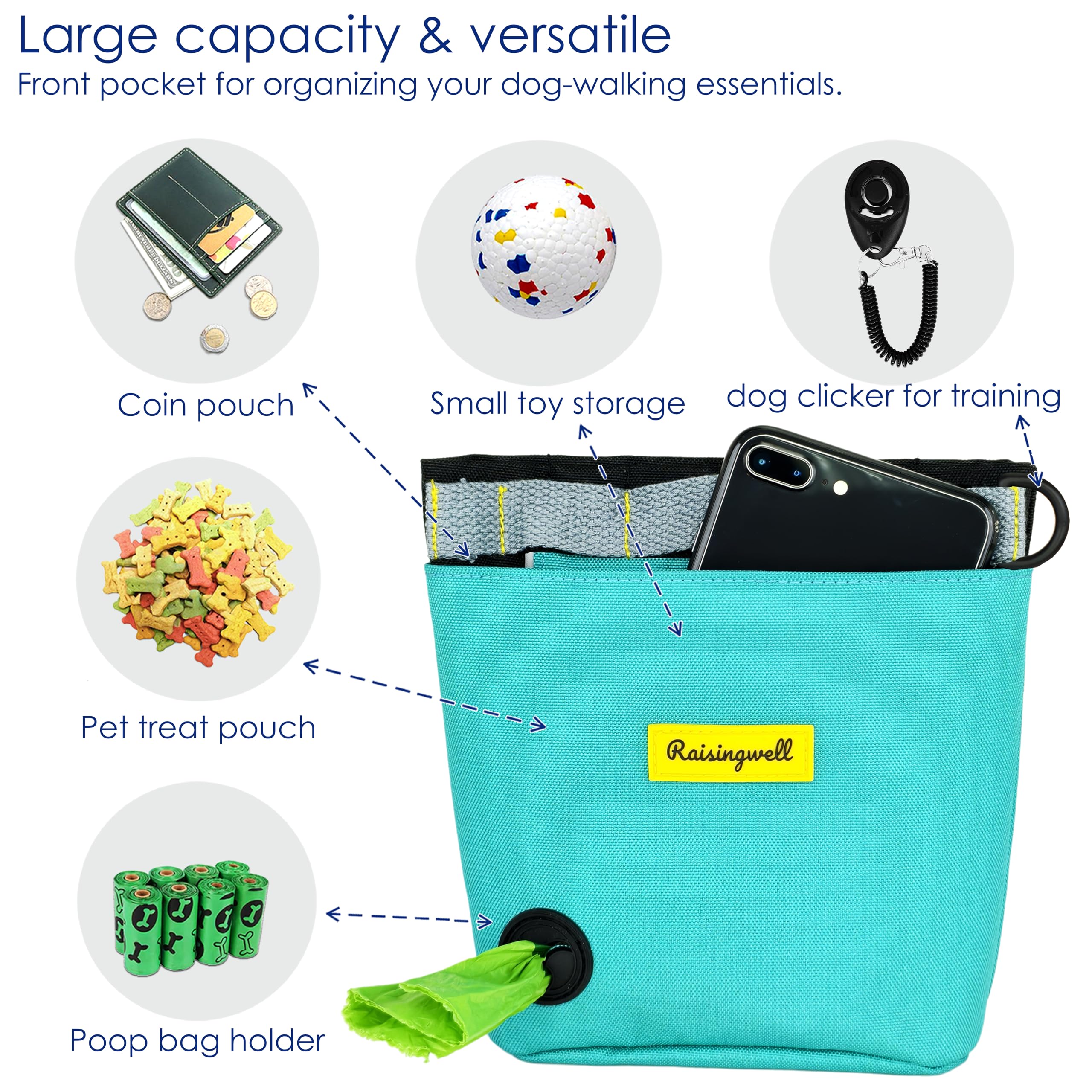 Raisingwell training clicker included enhances on-the-go pet training routines.