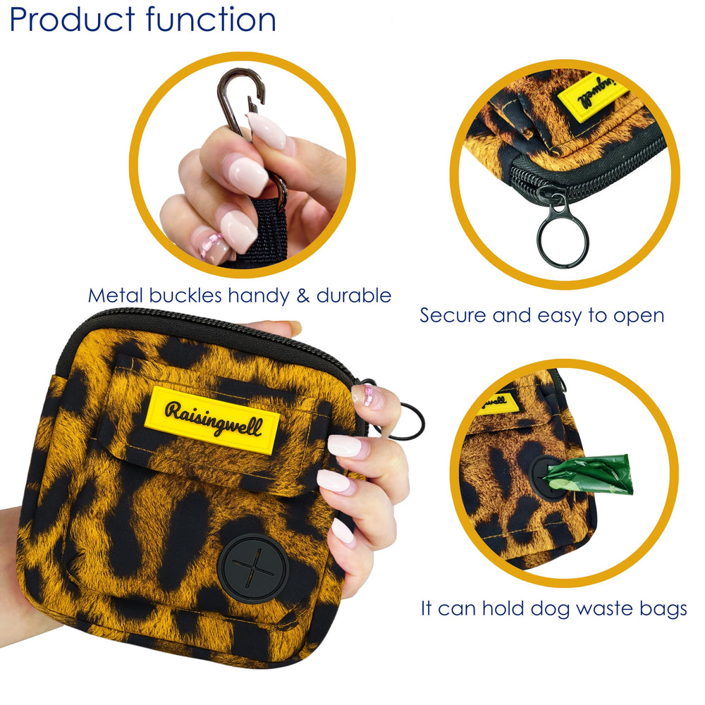 Raisingwell treat-pouch-in-use-on-leash captures hands-free convenience for training.