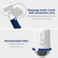RAIWAV 3-in-1 dog hair dryer controls illustrate adjustable temperature for gentle styling