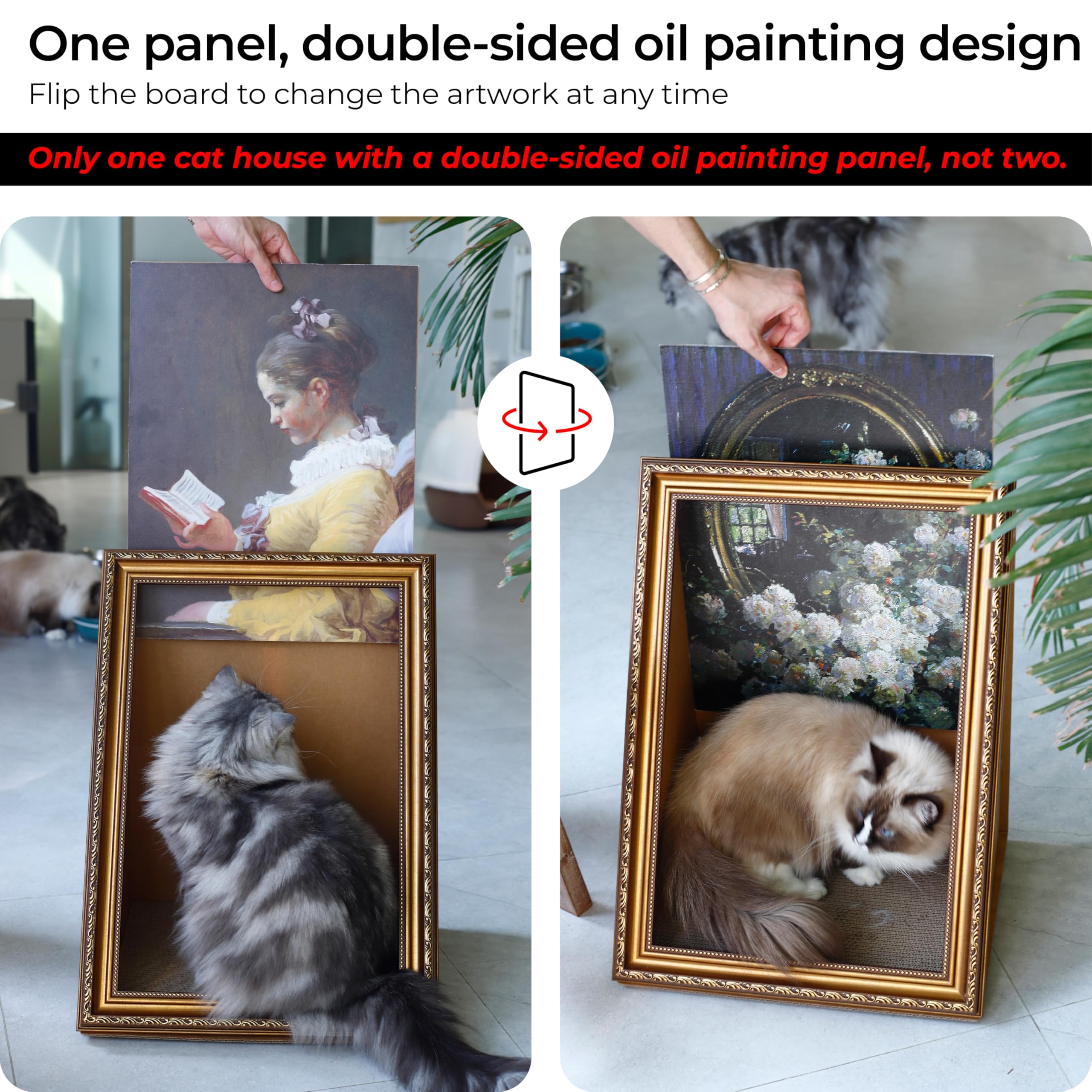 RAKKIHORU double-sided oil painting frame — switchable scenes for mood and room