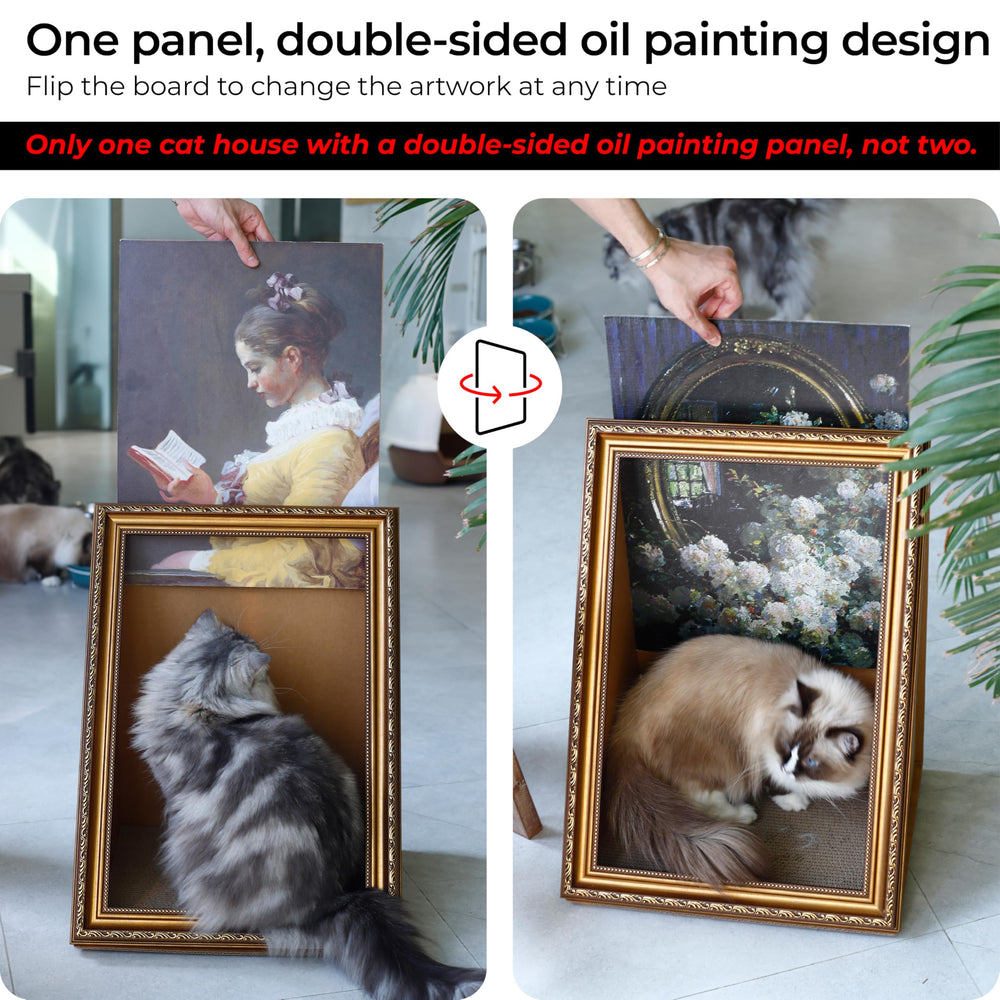 RAKKIHORU double-sided oil painting frame — switchable scenes for mood and room