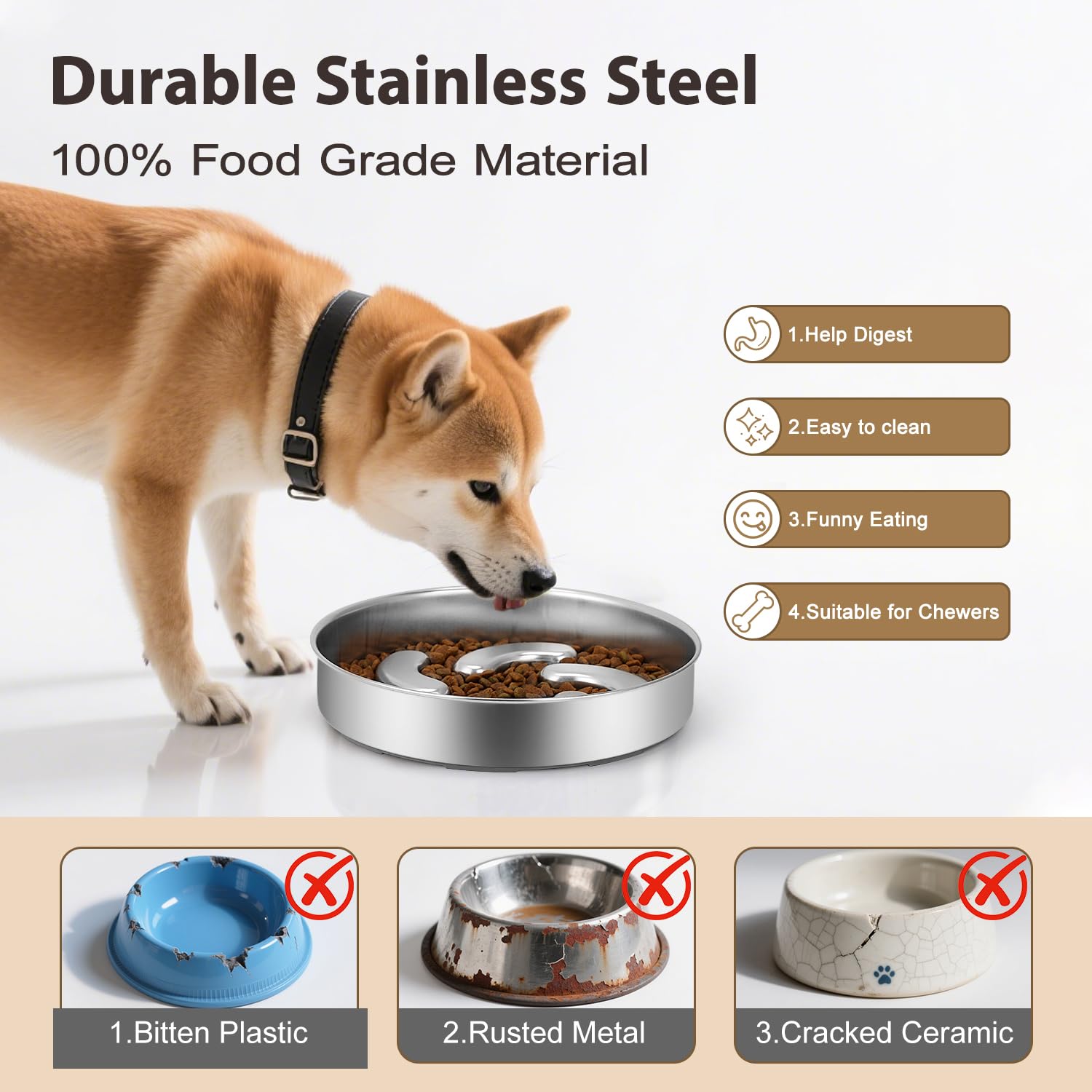 Ralory non slip base dog bowl stabilizing during feeding to prevent spills