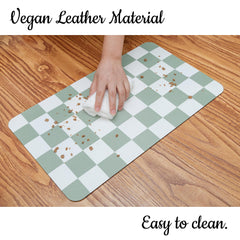 Ralxion non-slip mat with rubber backing grips tile floors during meals